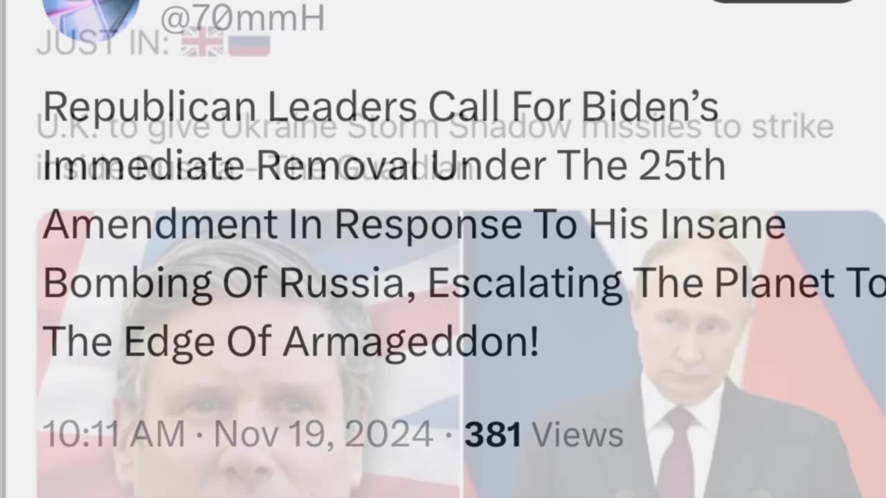 Republican Leaders Call For Biden’s Immediate Removal Under The 25th Amendment Bombing Of Russia