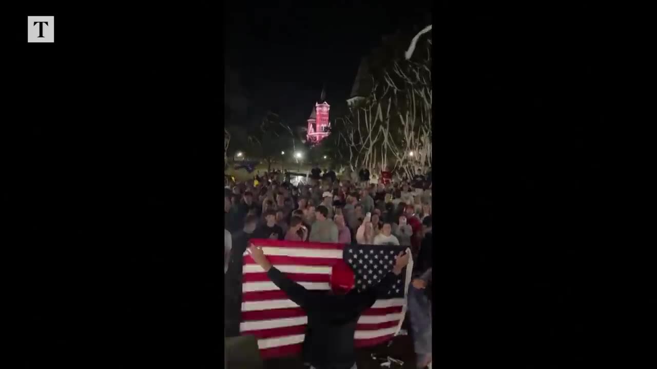 Students celebrate Donald Trump's victory in Alabama and Virginia