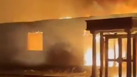 Ross Lake House in Galway,engulfed by a fire tonight.