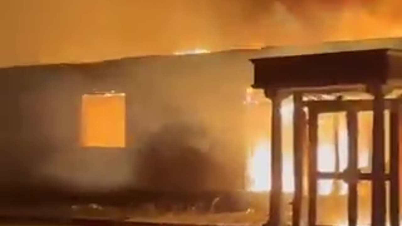 Ross Lake House in Galway,engulfed by a fire tonight.