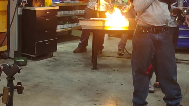 Working in the hot shop