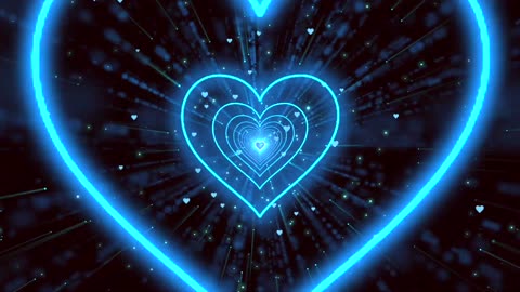 150. heart tunnel background 💙Blue Heart Neon Lights Love Heart Tunnel Loop