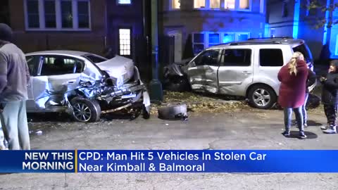 Man hits 5 vehicles in stolen car