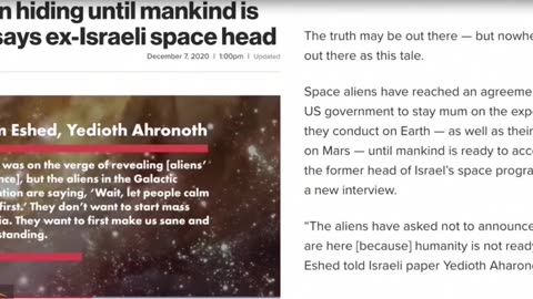 Former Head of Israel's Space Program: Aliens and Galactic Federation in Contact with US and Israel