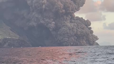 Stromboli Volcano Eruption Produces Massive Ash Plume