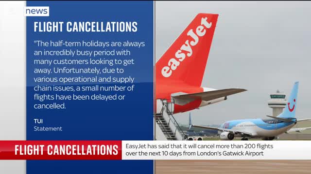 Easyjet and TUI flights cancelled as long queues build at UK airports