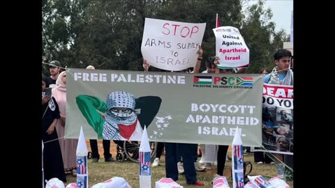 Protesters support Palestine at Nasrec where AGOA is taking place