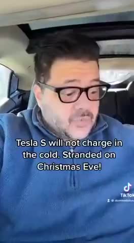 HIS TESLA "S" WOULD NOT CHARGE BECAUSE IT WAS TOO COLD OUTSIDE (GAVE ME QUITE A CHUCKLE)