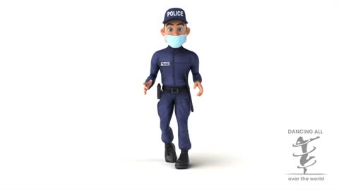 Man Police Mask Salsa Dance Tango People Cartoon