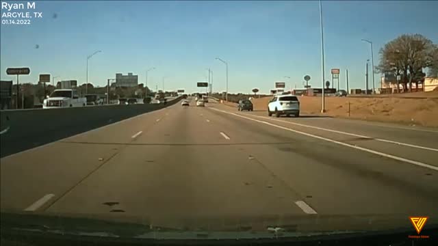 Cyclist Cuts Off Highway Traffic — ARGYLE, TX | Caught On Dashcam | Close Call | Footage Show