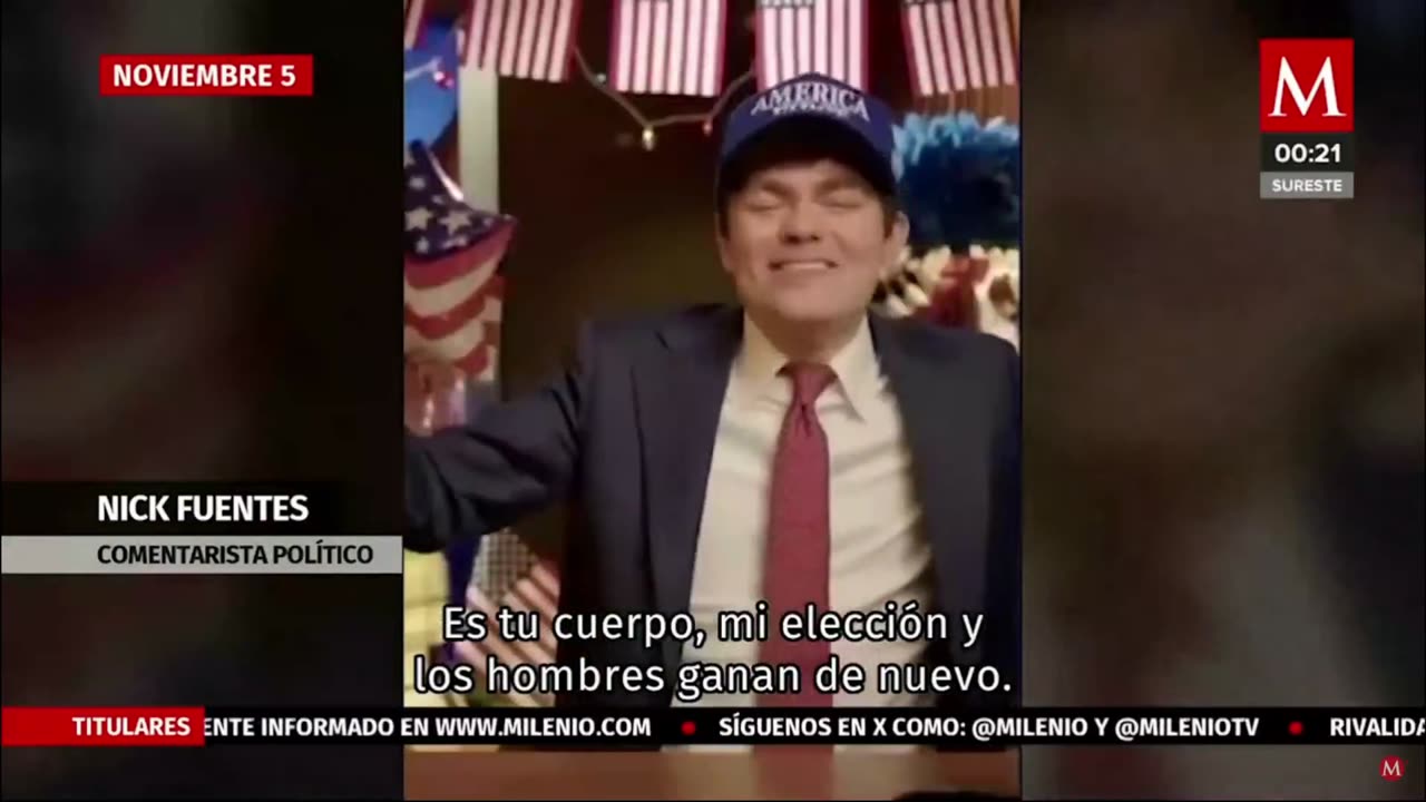 Nick Fuentes "Your body my choice" clip shows up on Mexican news channel Milenio