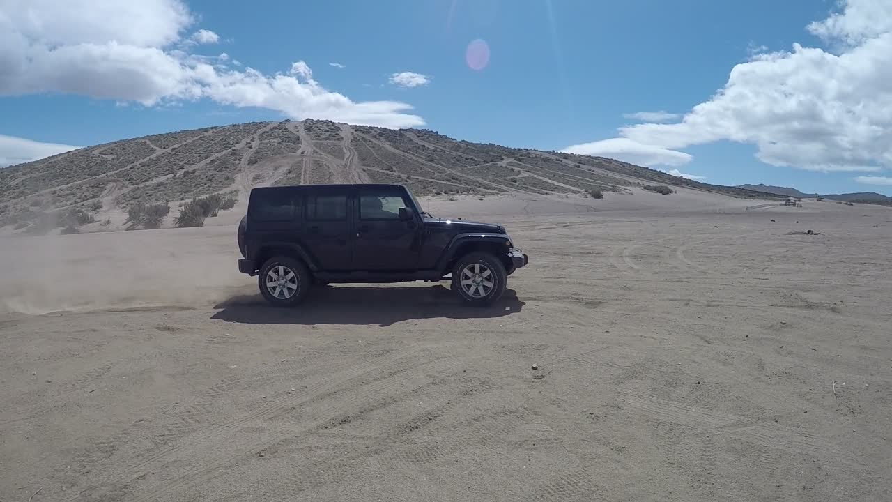 Twizzle pulling some donuts at Moon Rocks, Nevada