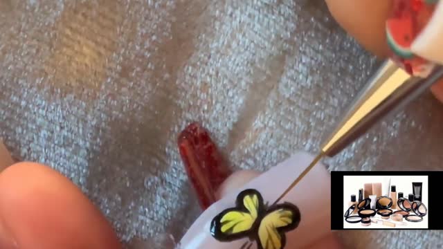 how draw a butterfly on the nail with the cool 3 colour