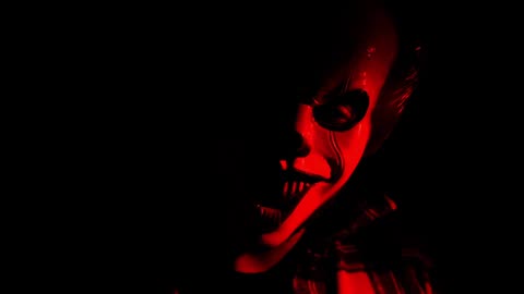 horrible horrific mask in the shadow