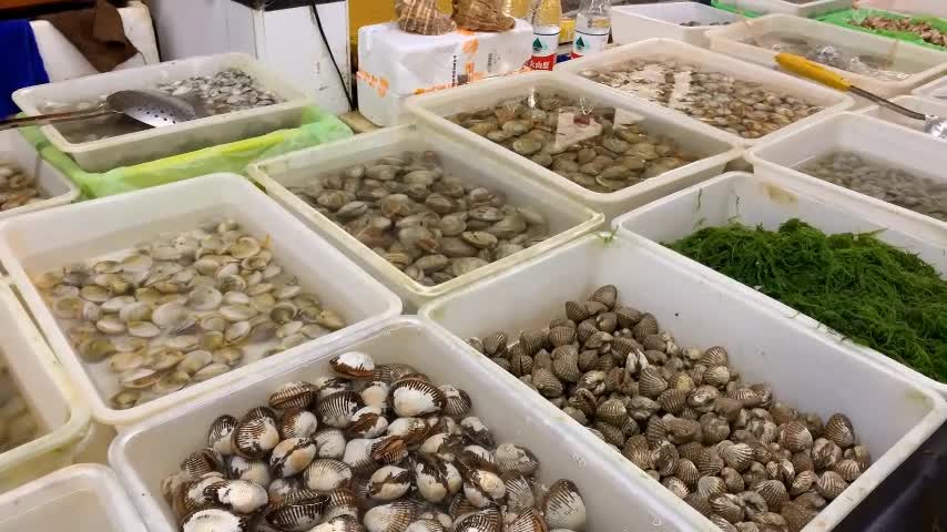 Morning seafood market in China