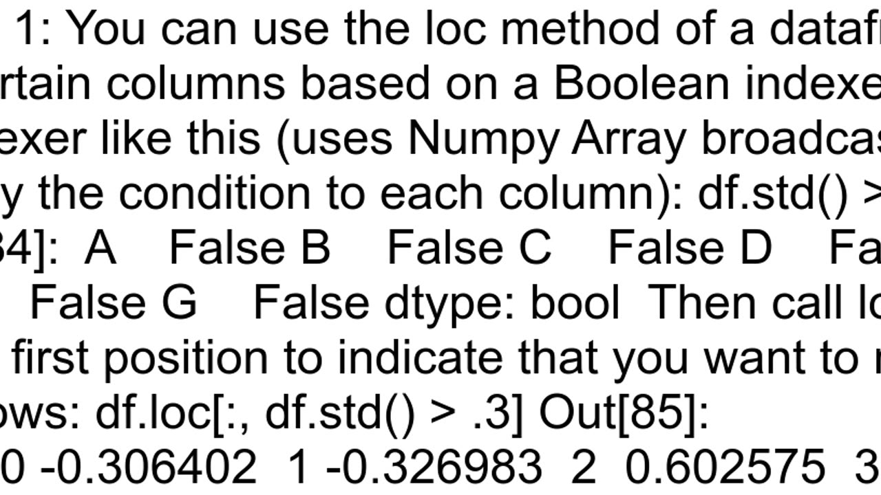 Drop columns with low standard deviation in Pandas Dataframe