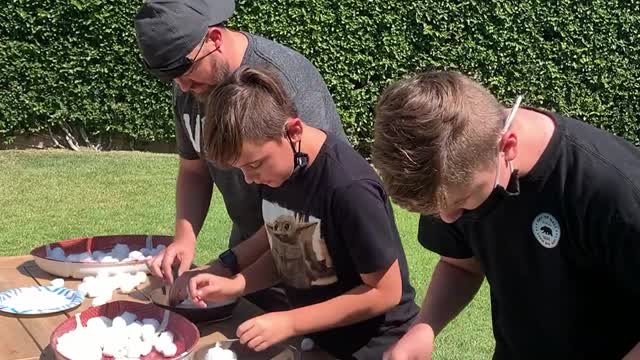 Blindfolded Cotton Ball Scoop Challenge