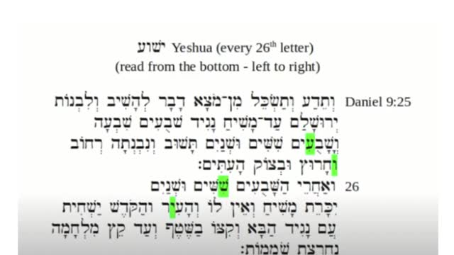 Daniel 9:26 Yeshua encoded every 26 letters