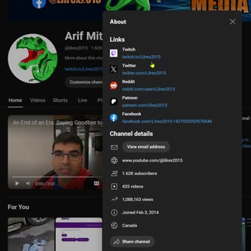 Youtube Channel About Info Psge