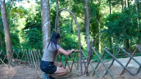 Girl Turns Weeds into Vegetable Garden in the Wild - Gardening, Hunting, and DIY Bow Making,