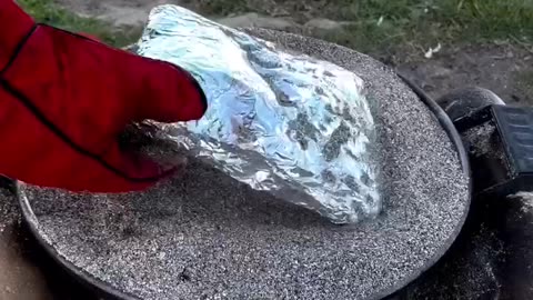 Meat in the sea sand