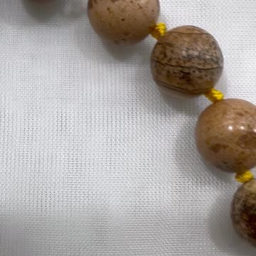 Handmade + Knotting Unique 20” Necklace with Picture Jasper Beads And Pendant