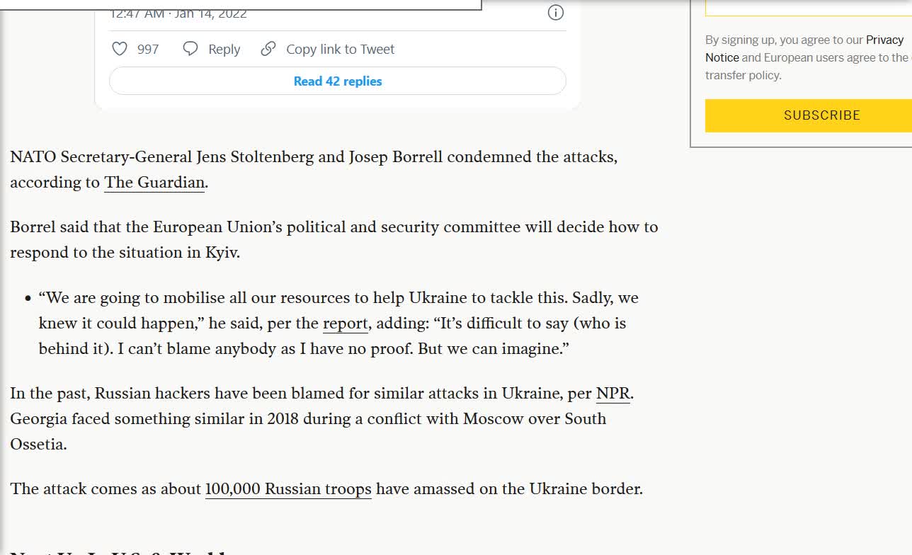 Ukrainian Govt Computers Suffer Massive Cyber Hack in 24 Hours