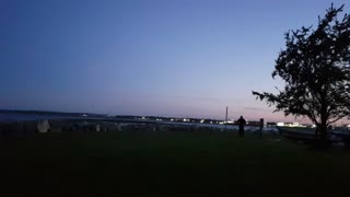 Sunset . Walking away from the camera. Footage