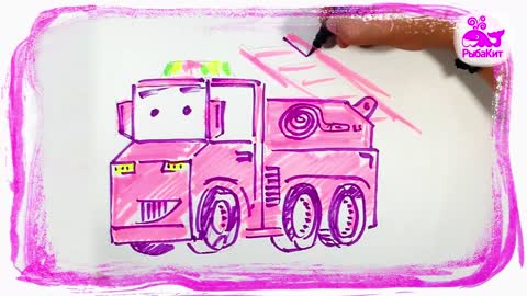 Cartoon about the fire truck. How the ZOOM Marker draws a Firetruck. #one. Whale.