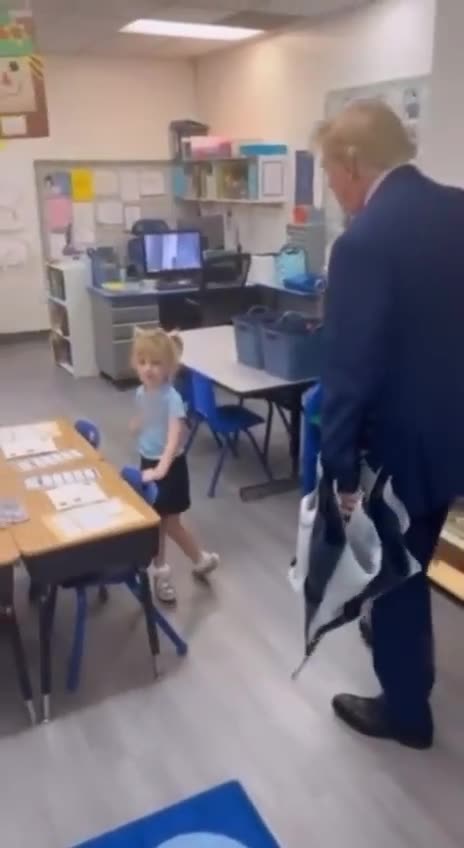President Trump visits his granddaughter’s school for Grandparents’ Day.