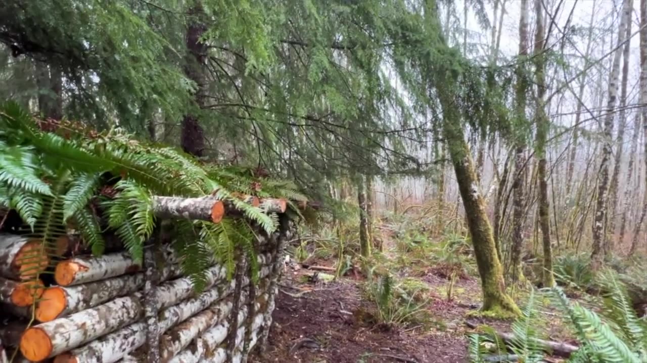 Building Complete Survival Shelter in Rainforest
