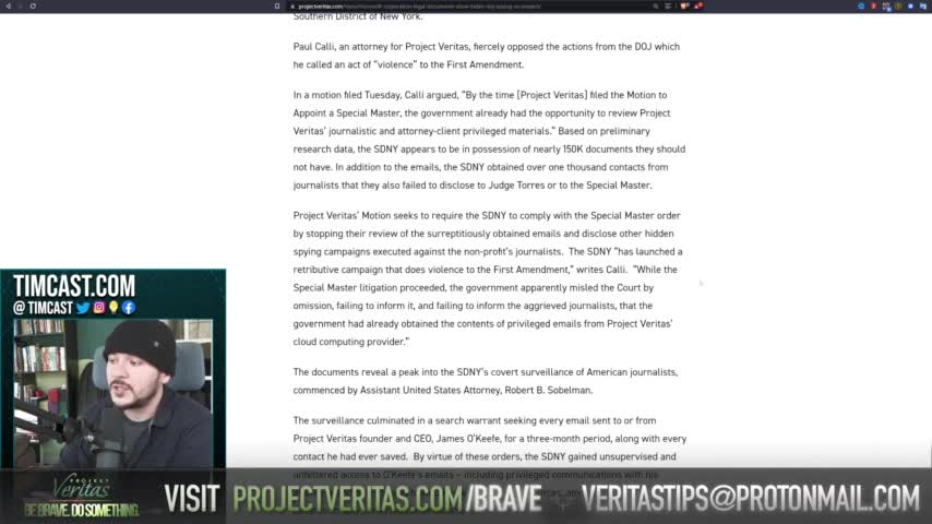Project Veritas-Tim Pool Calls DOJ Spying on American Journalists “Overt Corruption”