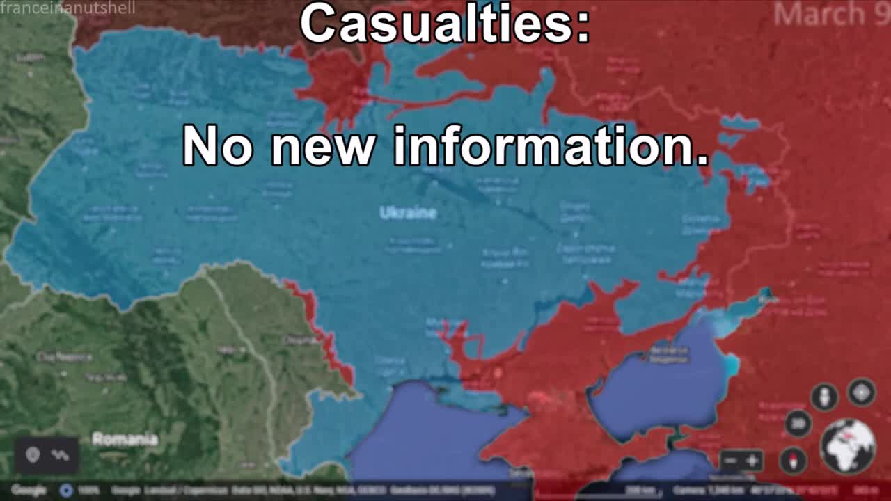 Russo-Ukrainian War 9th of March Mapped using Google Earth