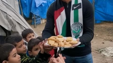 Cristiano Renaldo giving food for each child