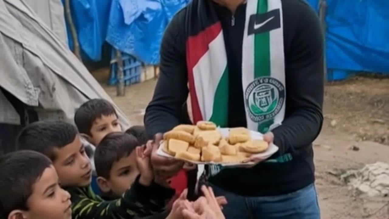 Cristiano Renaldo giving food for each child