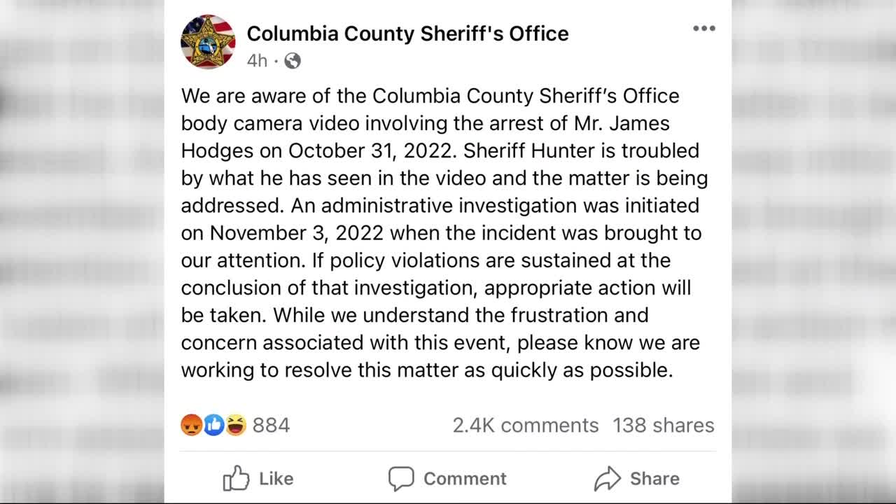 Bodycam video shows Columbia County deputy mistake cane for firearm, arrest visually-impaired man