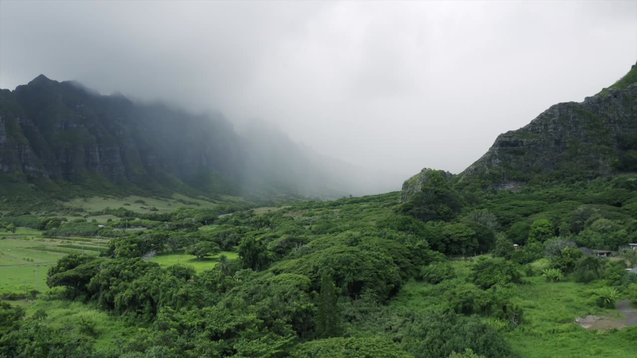 Thick Fogs On A Mountain Valley