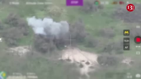 Drone fires at Russians taking refuge in island- Invaders left burning equipment, turned to bushes
