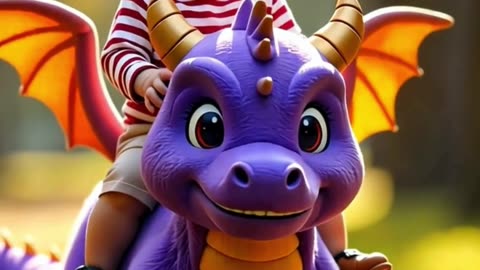 Adorable Baby Riding a Fluffy Purple Dragon 🐉💜