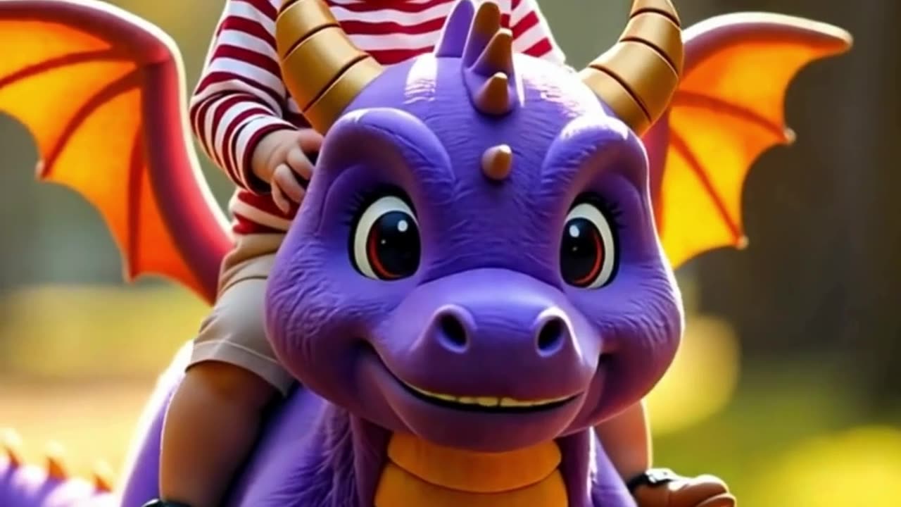 Adorable Baby Riding a Fluffy Purple Dragon 🐉💜