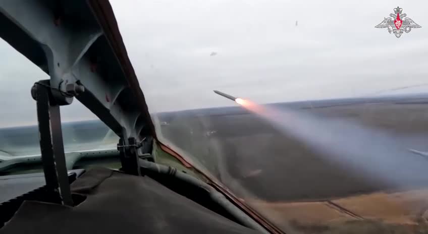 denazification - Russian Aerial Forces' Su-25 attack aircraft strikes AFU's positions