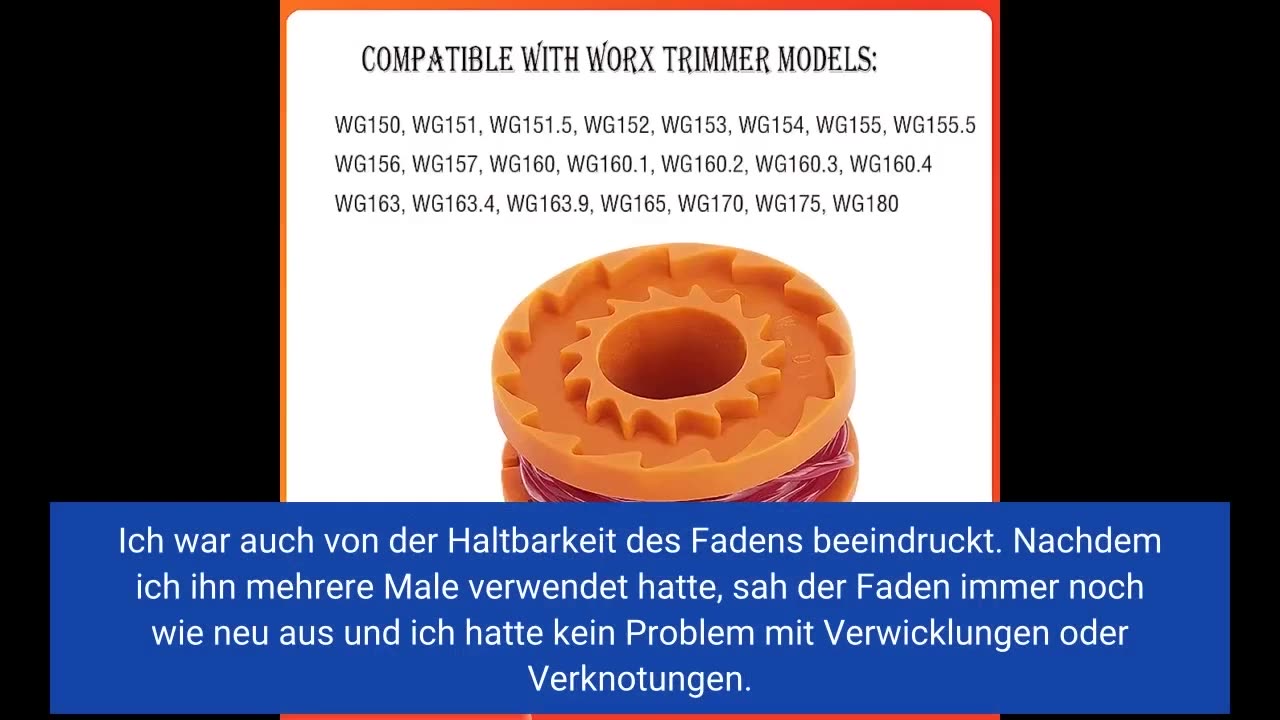 Käuferbewertungen : WORX WA0004.1 Rasentrimmer Faden für alle 20V WORX Rasentrimmer