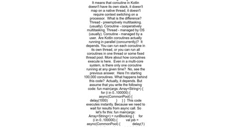 Difference between a thread and a coroutine in Kotlin