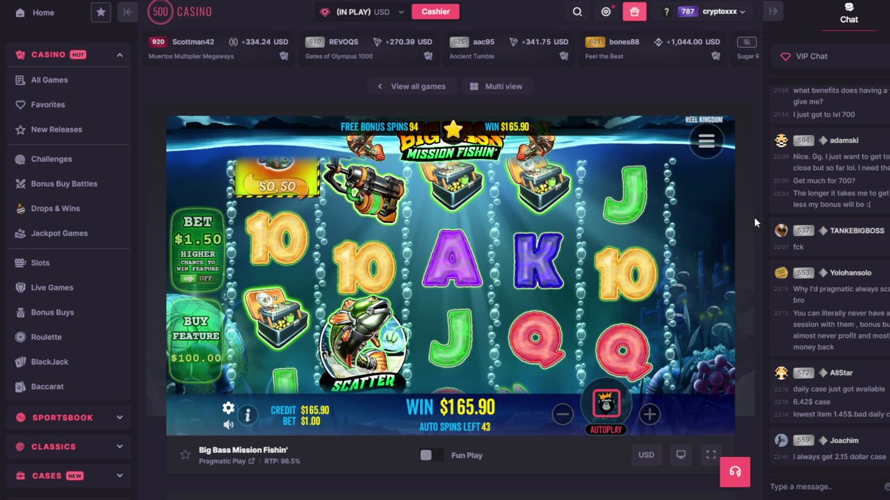 500 Casino - Deposit $1000 / 250 Free Spins ($1)