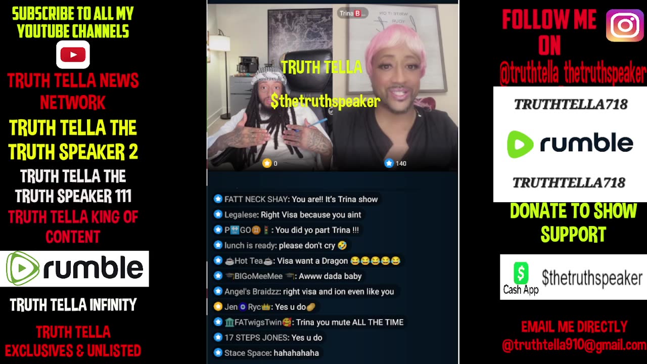 VISA FINALLY FED UP WITH BEING MUTED BY A SISSY IN A WIG TELLS TRINA B IM DONE WITH YOUR SHOW