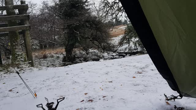 Coffee in the tent. My view in the winter 14th Dec 2022