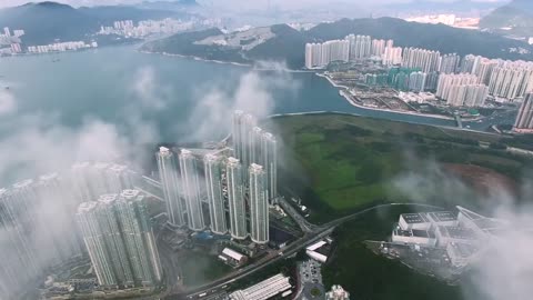 Drone in clouds with City view _ Free stock footage _ Free HD Videos