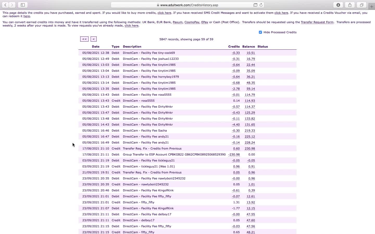 Credit statement