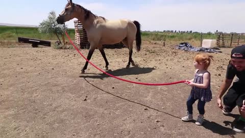 Adley RIDES SPIRIT the Horse!