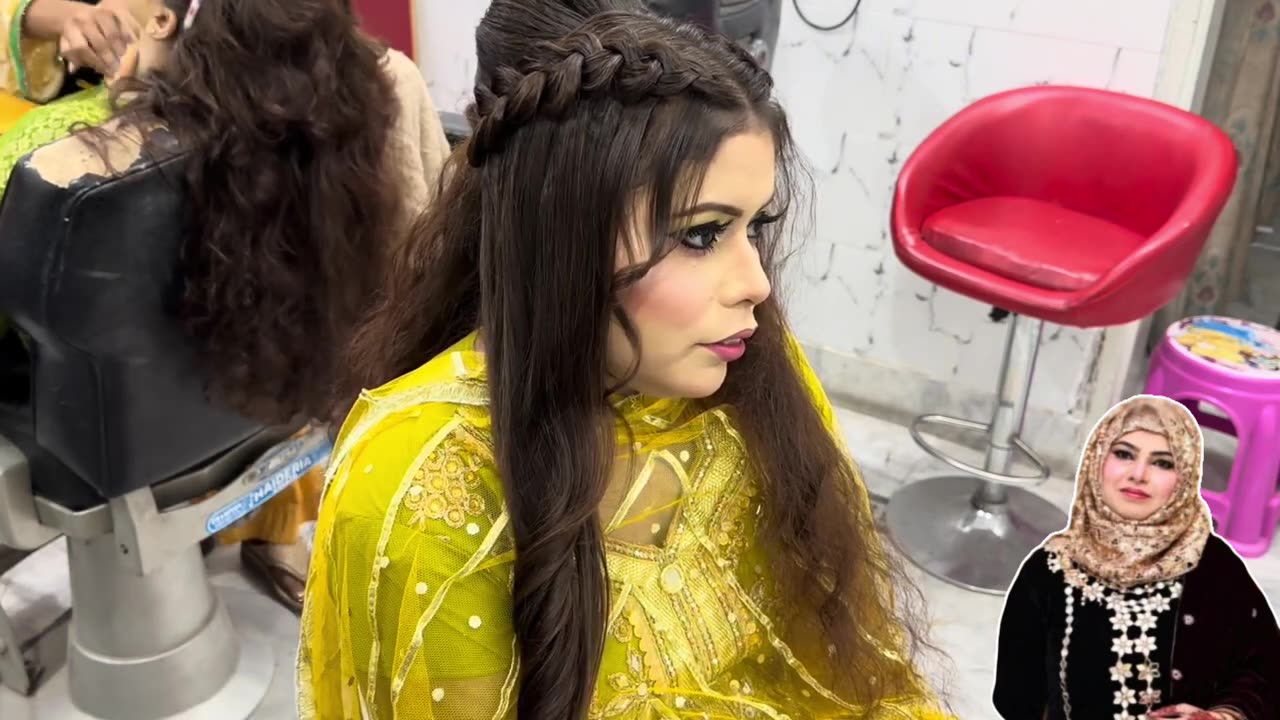 mehndi bridal hairstyle -mayo hairstyle look mp4.